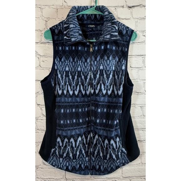 Chaps Jackets & Blazers - Chaps Fleece Vest Aztec Print Full Zip Sleeveless Jacket Blue Black Size Large